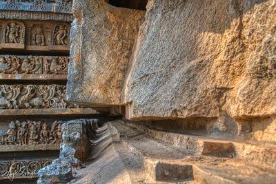 Stone wall prepared for sculpting bas-relief sculptures - 64